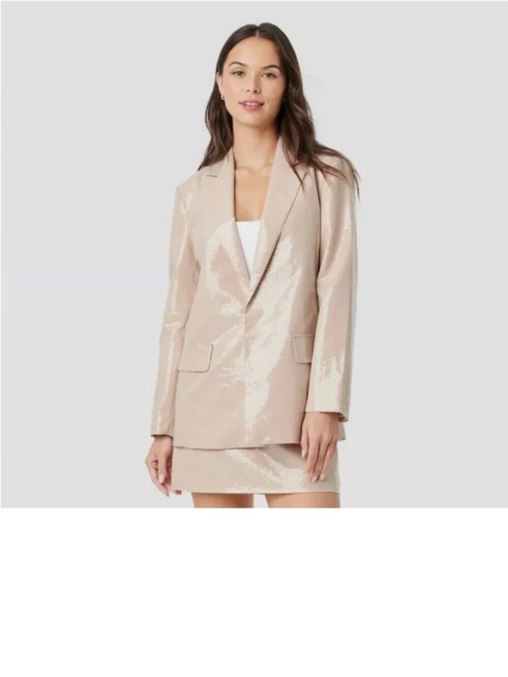 Women's Sequin Blazer - A New Day Tan XS